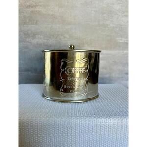 Vintage Brass / Silver-Plated Coffee Canister – “Arabica Plants” Design – Solid